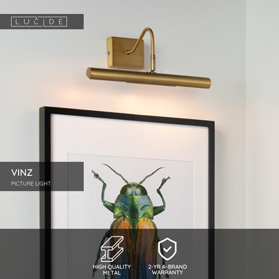 Lucide VINZ - Picture light - 2xG9 - Matt Gold / Brass